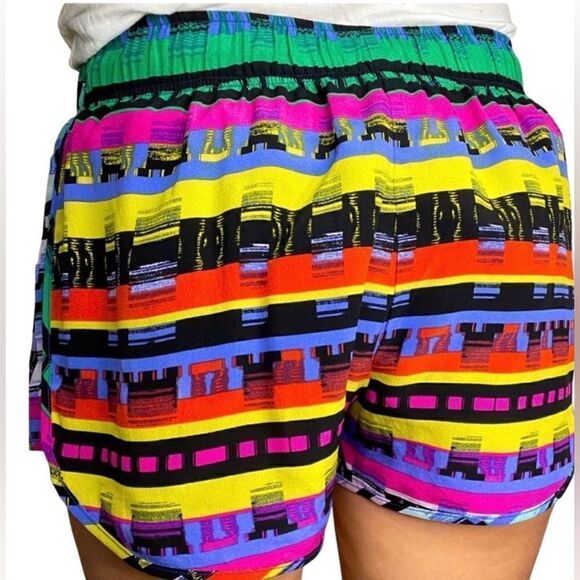 Rory Beca Purple Multi Color Eclectic Silk Drawstring Waist Shorts - Picture 4 of 9